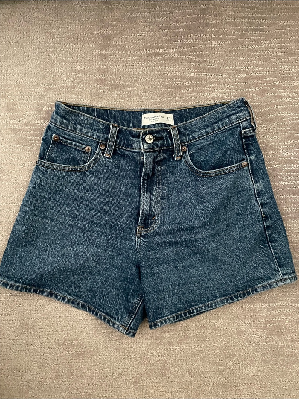 Abercrombie & Fitch High-Rise Dad Short Blue Denim Shorts